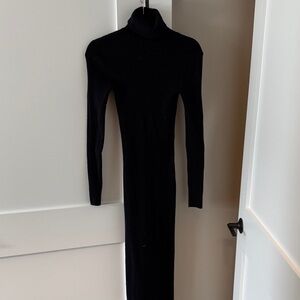 Reformation Elegant Black Turtleneck Maxi Dress
